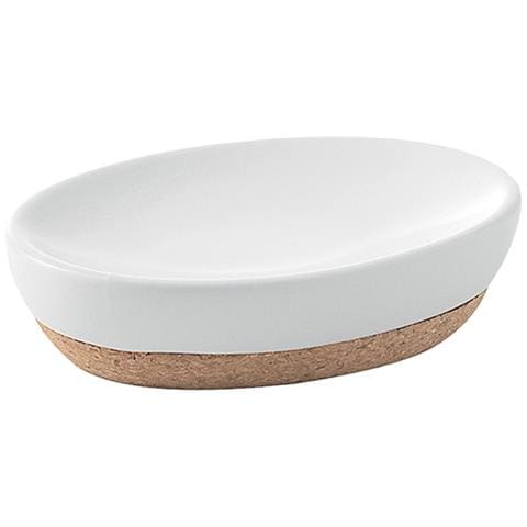 Portasapone D'appoggio In Ceramica E Sughero Il11 Serie Ilary Bianco - Foto 1