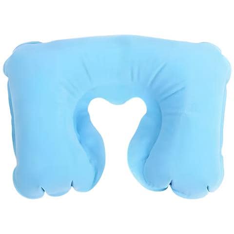 Cuscino Da Viaggio Gonfiabile Poggiatesta Turistico Ergonomico Blu - Foto 4