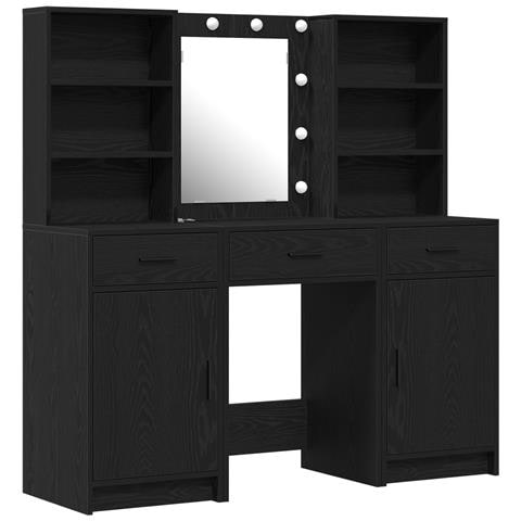 Set da Toeletta 3 Pezzi in Legno Ingengerizzato Nero - Foto 1