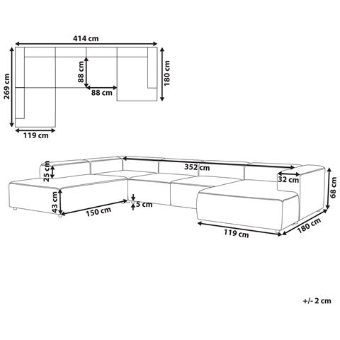 5 Posti Ardal Velluto A Coste Bianco Sporco Lato Destro - Foto 2