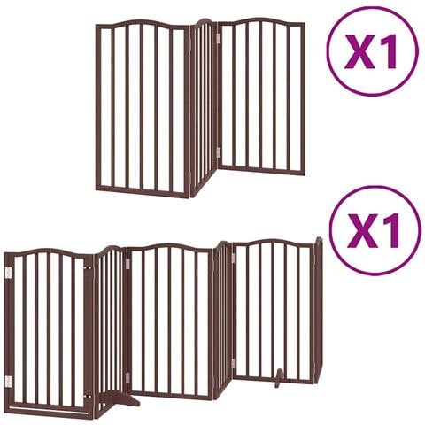 Cancello Cani Porta Pieghevole Marrone 9 Pannelli 450cm Pioppo - Foto 1