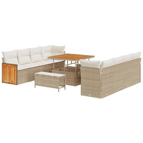 Set Divano da Giardino 11 pcs beige e panna 100 x 100 x 71 cm - Foto 1