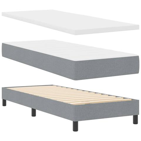 Letto box spring con materasso Grigio chiaro 80 x 200 cm - Foto 1