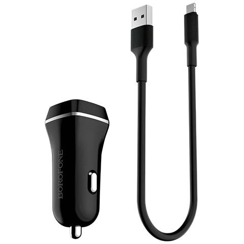 Caricatore Per Auto A 2 Porte Usb Con Cavo Lightning In Policarbonato Resistente, Nero - Foto 5