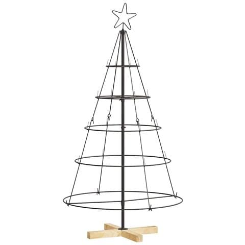 Albero a Cono di Natale con supporto Nero 125 cm Acciaio - Foto 1
