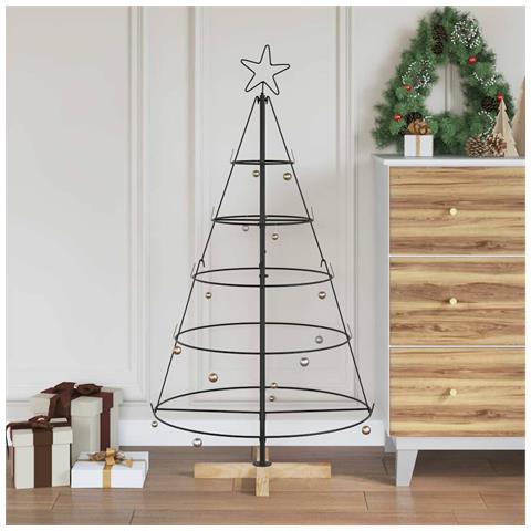 Albero a Cono di Natale con supporto Nero 125 cm Acciaio - Foto 2