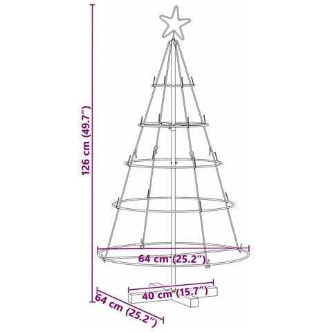 Albero a Cono di Natale con supporto Nero 125 cm Acciaio - Foto 9