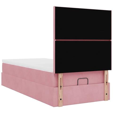 Struttura Letto Pouf con Materassi Rosa 80x200 cm Velluto - Foto 9