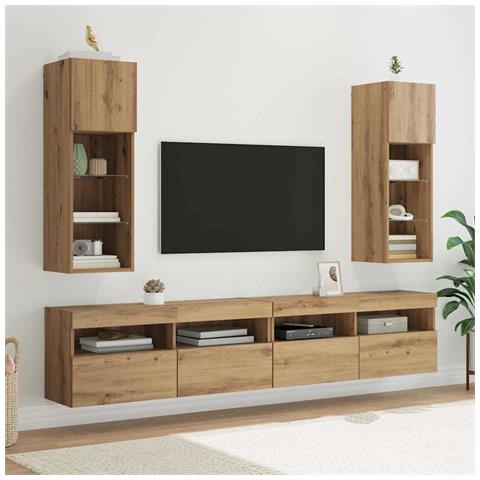 Mobiletti TV a parete 2 pcs Rovere artigianale - Foto 2