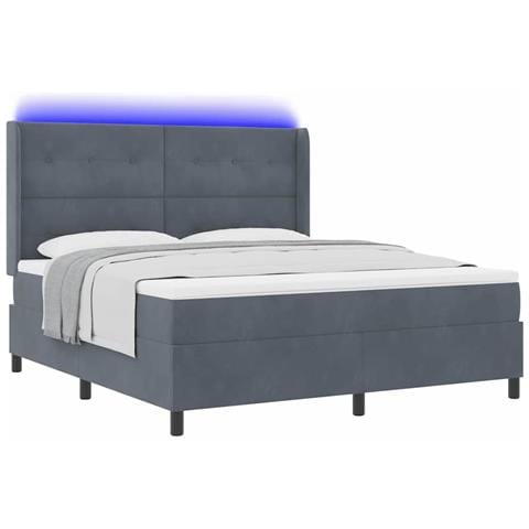 Letto a molle con materasso Grigio scuro 180 x 200 cm Velluto - Foto 1