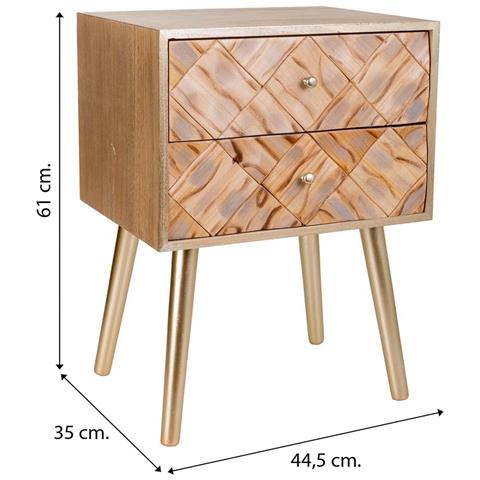 Comodino In Legno Marrone 44,5x35x61 - Foto 8