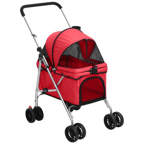 Passeggino per Cani Pieghevole Rosso 76x50x100cm Tessuto Oxford - Foto 1