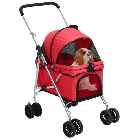 Passeggino per Cani Pieghevole Rosso 76x50x100cm Tessuto Oxford - Foto 2