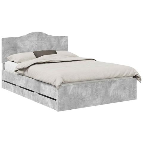 Struttura del letto con cassetto Grigio cemento 140 x 190 cm - Foto 1