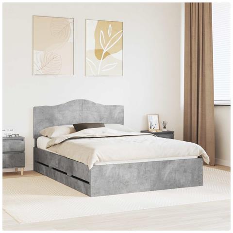 Struttura del letto con cassetto Grigio cemento 140 x 190 cm - Foto 2