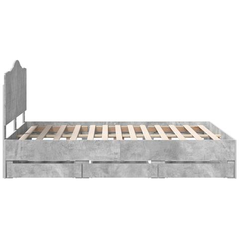 Struttura del letto con cassetto Grigio cemento 140 x 190 cm - Foto 9