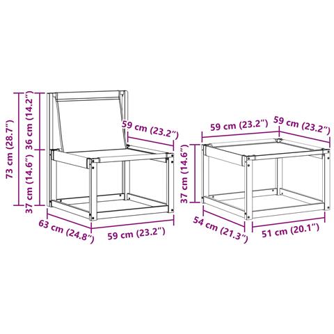 Set di divani da esterno con cuscino 4 pcs Naturale e Nero - Foto 9