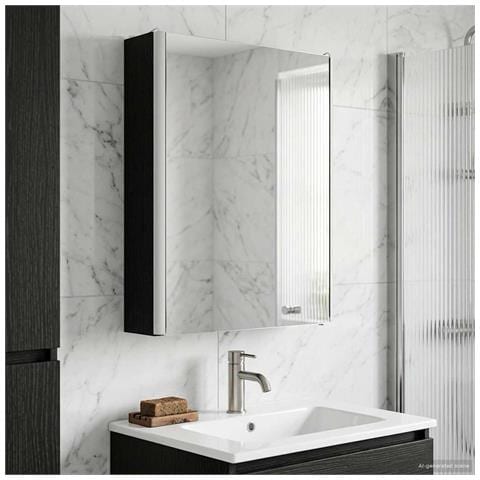 Mobiletto per specchio da bagno Rovere Nero 43 x 11,5 x 60,5 cm - Foto 2
