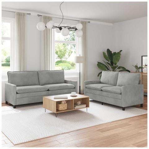Set di divani 2 pcs Grigio Chiaro Velluto - Foto 2