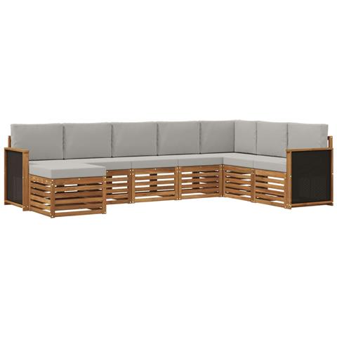 Set di divani da esterno 6 pcs Naturale e Grigio Chiaro - Foto 1