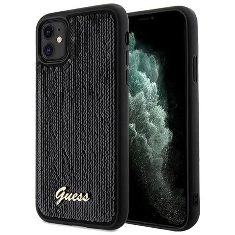 Iphone 11 / Xr - Custodia Nera Guess Con Scritta In Paillettes - Foto 1
