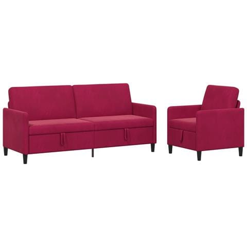 Set di Divani con Storage 2 pz Rosso Vino Poliestere - Foto 1