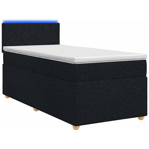 Letto box spring con materasso Nero 100 x 200 cm Tessuto - Foto 1