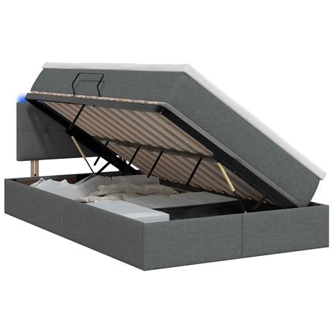Letto con contenitore LED e materasso Grigio Scuro 120 x 200 cm - Foto 1