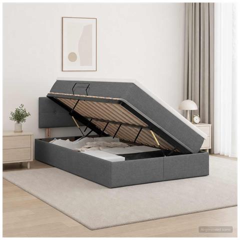 Letto con contenitore LED e materasso Grigio Scuro 120 x 200 cm - Foto 2