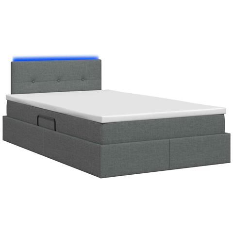 Letto con contenitore LED e materasso Grigio Scuro 120 x 200 cm - Foto 9