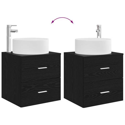 Set di mobili per il bagno 2 pz Rovere Nero - Foto 2
