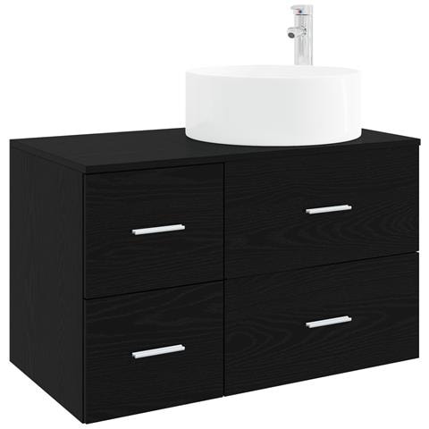 Set di mobili per il bagno 2 pz Rovere Nero - Foto 1