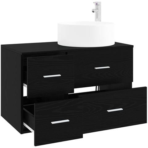 Set di mobili per il bagno 2 pz Rovere Nero - Foto 9