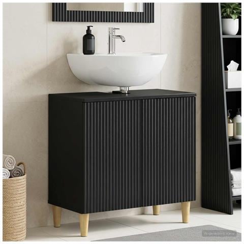 Armadio per Lavabo da Bagno ARNHEM Nero 59,5 x 31,5 x 59 cm - Foto 2