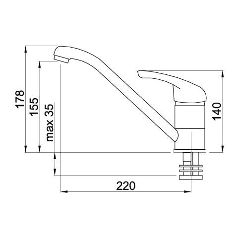 Miscelatore Monocomando Modello Minerva 18 x 20 cm Colore Bianco Antico - Foto 2