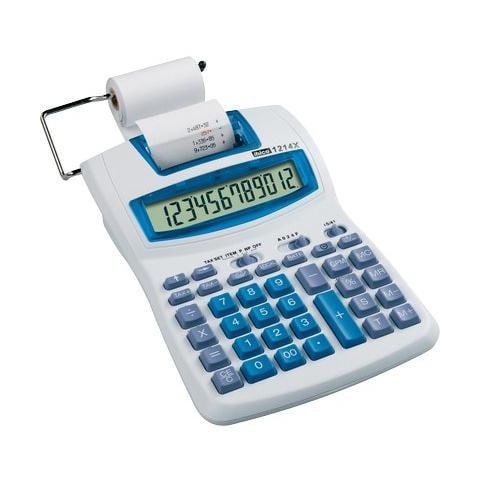 1214X Calcolatrice Semi-Professionale Cifre Display 12 Rotolo 57mm 4 batterie Bianco / Blu - Foto 1