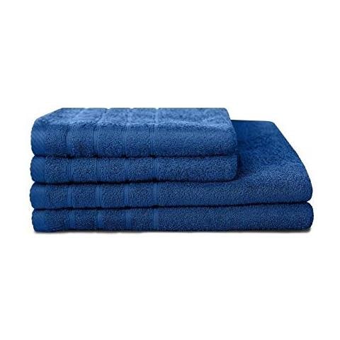 Bella Casa Set Di 2 + 2 Teli Doccia 100% Lenzuola Di Cotone - 50x100 Cm / 70x140 Cm - Navy - Foto 1