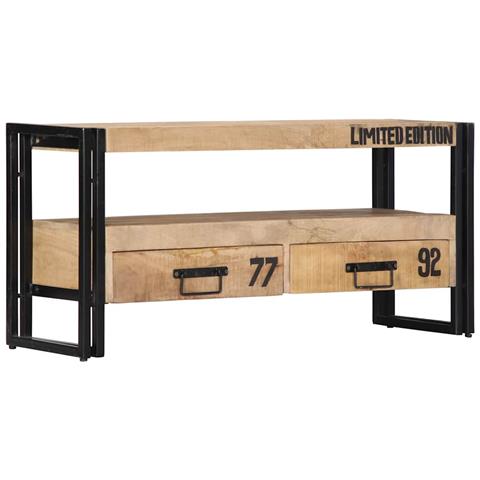 Mobile Porta Tv 100x30x45 Cm In Legno Massello Di Mango - Foto 2