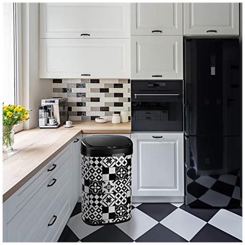 Cucina Sposta Bat-58l Nero Tile - Pattumiera Automatica Da Cucina, 58 L, In Acciaio Inox, 40,9 X 28,9 X 64,5 Centimetri Colore: Nero - Foto 2