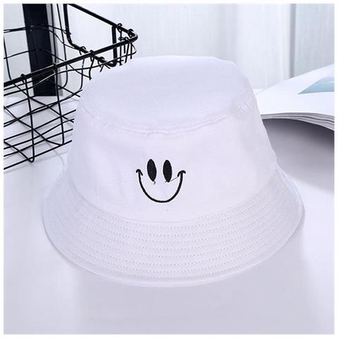 SLOWMOOSE - Ricamo Sorriso Espressione Viso Cappello Da Pescatore Donna  Cotone Estate Uomo Pesca Panama [ bianca] - ePRICE