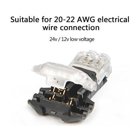12pcs Filo Connettori 2 Pin Bassa Tensione T Elettrico Rapido Tocco Splice Wire Connettori Senza Saldatura Senza Togliere Adatto Per 20-22 Awg Wire Collegamento Elettrico - Foto 2