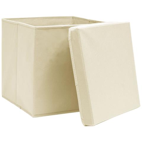 Scatole Portaoggetti con Coperchi 10pz Crema 32x32x32cm Tessuto - Foto 2