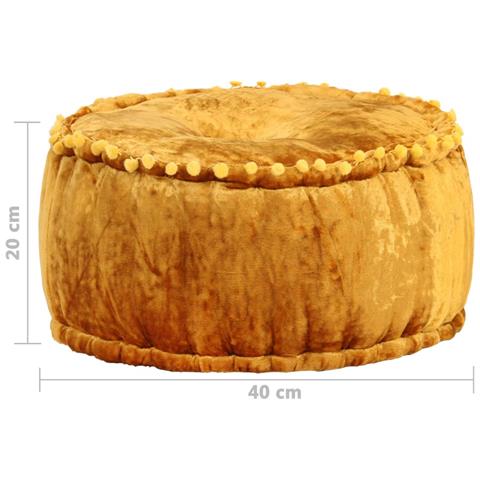 Pouf Rotondo in Velluto 40x20 cm Senape - Foto 2