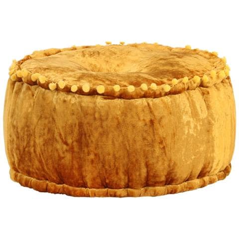 Pouf Rotondo in Velluto 40x20 cm Senape - Foto 1