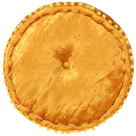 Pouf Rotondo in Velluto 40x20 cm Senape - Foto 4