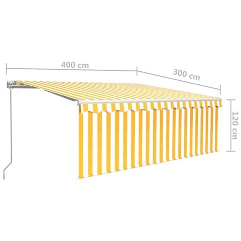 Tenda Sole Retrattile Manuale Parasole e LED 4x3m Gialla Bianca - Foto 2