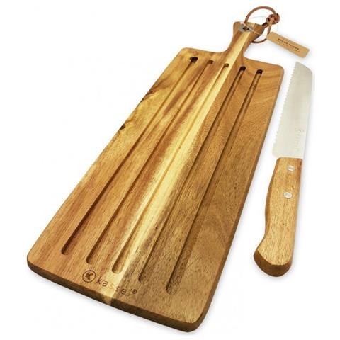93602 Set Per Tagliare E Servire Il Pane In Legno Di Acacia - Foto 3