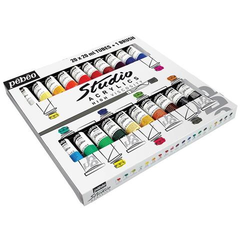 Set Di 20 Colori Acrilici + Pennello - 20 X 20 Ml - Foto 1