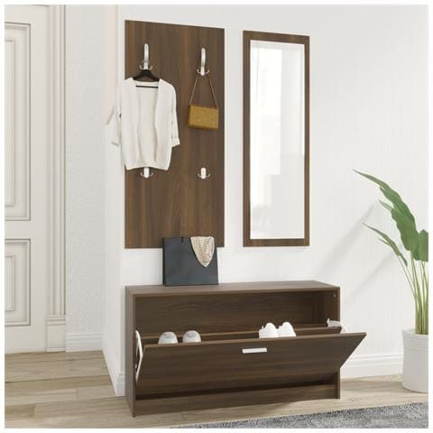 Set Scarpiere 3 In 1 Rovere Marrone In Legno Multistrato - Foto 6