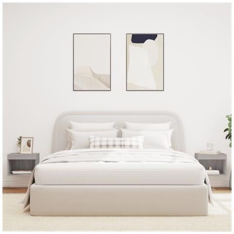 Comodini Con Luci Led A Parete 2pz Grigio Sonoma - Foto 3